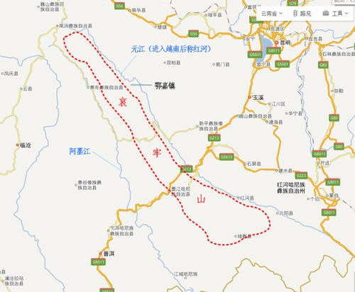 哀牢山區(qū)域地圖